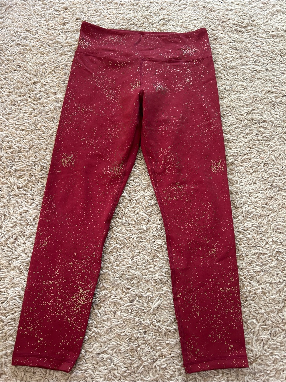 Zyia Active High-Waist Maroon Leggings with Gold Speckle size 8-10